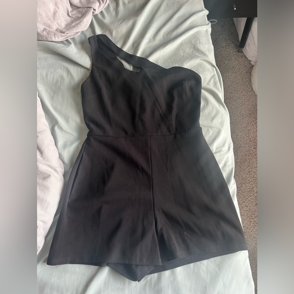 Black One Shoulder Romper